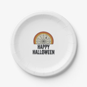 Vintage-Happy-Halloween-Spinnennetz-Vektordesign_1 Pappteller