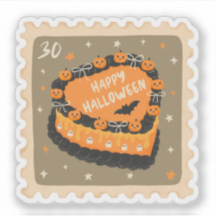 Vintage-Happy-Halloween-Torte-Stempel Aufkleber