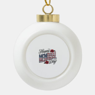 Vintage Happy Memorial Day Mohnflagge-Shirt-Design Keramik Kugel-Ornament