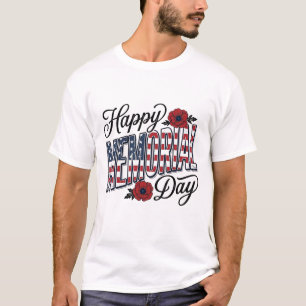 Vintage Happy Memorial Day Mohnflagge-Shirt-Design T-Shirt