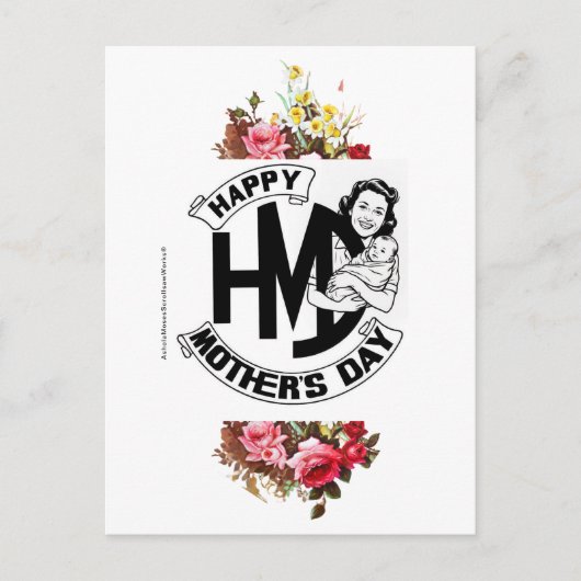 Vintage-Happy-Muttertags-Postkarte Postkarte (Vorderseite)