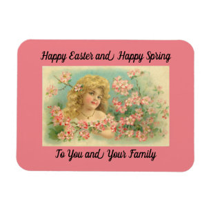 Vintage-Happy-Ostern-Mädchen-Magnet Magnet