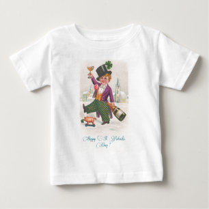 Vintage Happy St. Patrick's Day Shamrock Champagne Baby T-shirt