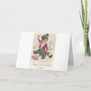 Vintage Happy St. Patrick's Day Shamrock Champagne Karte