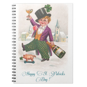 Vintage Happy St. Patrick's Day Shamrock Champagne Notizblock