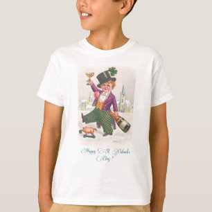 Vintage Happy St. Patrick's Day Shamrock Champagne T-Shirt