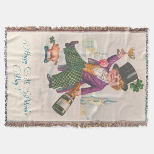 Vintage Happy St. Patricks Day Shamrock Champagner Decke