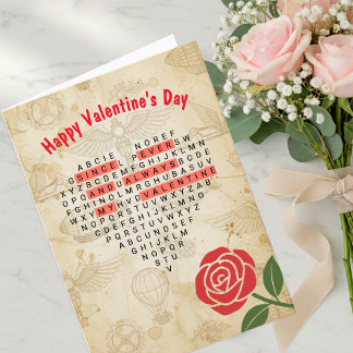 Vintage-Happy-Valentinstag-Karte, Männer, Herz Feiertagskarte