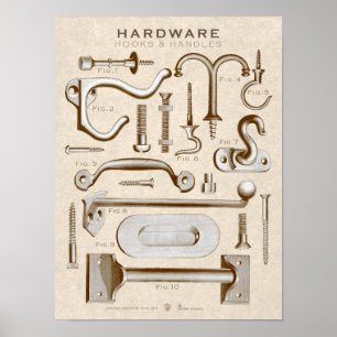 Vintage Hardware-Poster-Haken Handles AntiqueSepia Poster