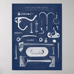 Vintage Hardware-Poster-Haken handles Denim Dunkel Poster
