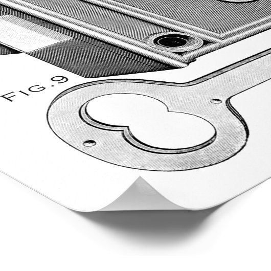 Vintage Hardwareplakatschlüssel BW Poster (Ecke)