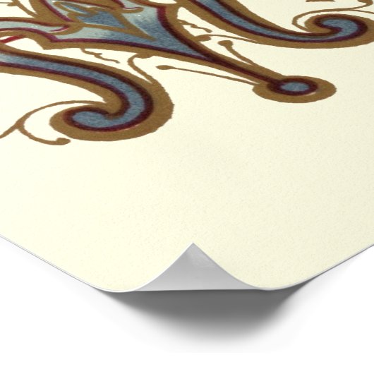 Vintage Harfenmusik Poster (Ecke)