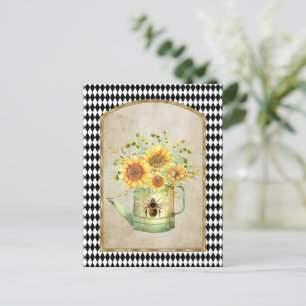 Vintage-Harlekin-Gartensonnenblumen Postkarte