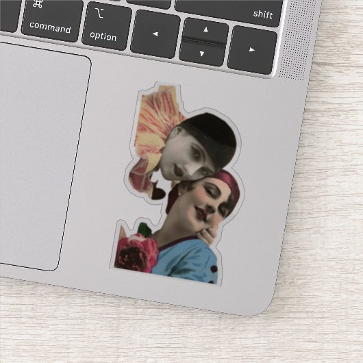 Vintage Harlequin Blume Girls Aufkleber (Detail)