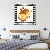 Vintage Harlequin Garden Rose Leinwanddruck (Insitu (Schlafzimmer))
