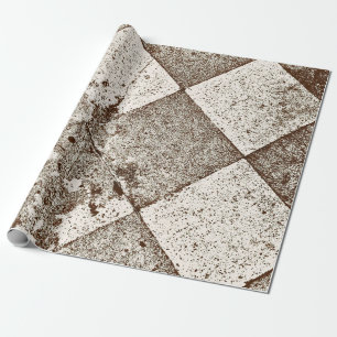 Vintage Harlequin-inspirierte alte Sepia-Textur Geschenkpapier