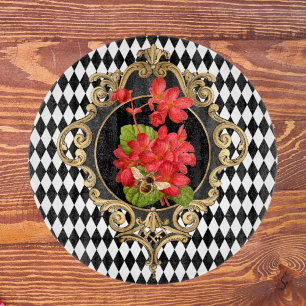 Vintage Harlequin Rote Begonien Schneidebrett