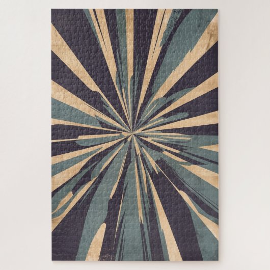 Vintage Harmony in Blau | Retro geometrisches Puzz Puzzle (Vertikal)