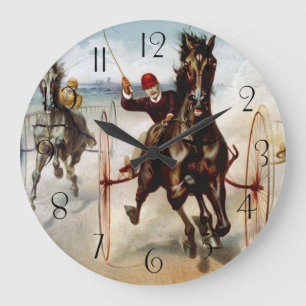 Vintage Harness Racing Große Wanduhr