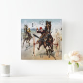Vintage Harness Racing Quadratische Wanduhr (Zuhause)