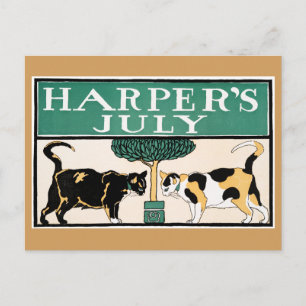 Vintage Harper's Juli-Katzen von Edward Penfield Postkarte