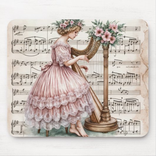 Vintage Harpist-Musik Mousepad (Vorne)
