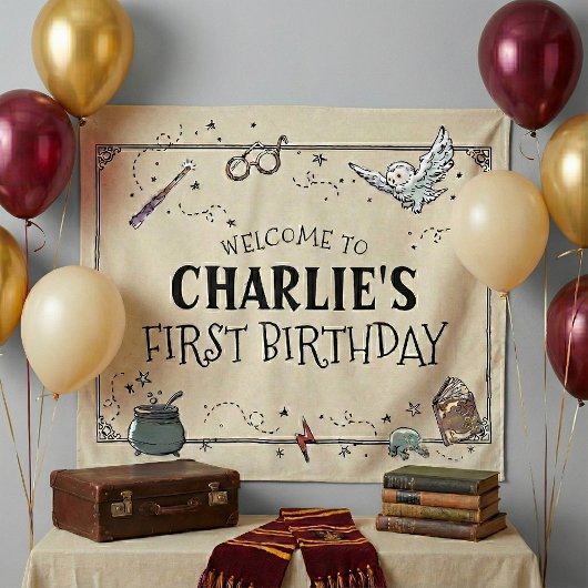 Vintage Harry Potter Erster Geburtstag Wandteppich