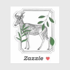 Vintage-Hartebeest-Antilope - Botanische Kunst Aufkleber