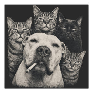 Vintage harter Hund mit Zigarette und mürrischen K Fotodruck