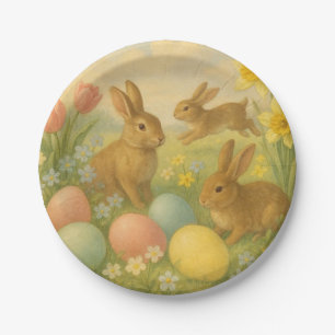 Vintage-Häschen/Osterhase/Fleece für Frühling  Pappteller