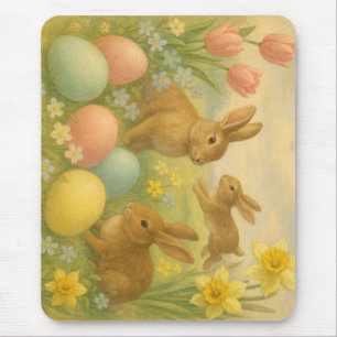 Vintage-Häschen/Osterhase Osterei/Frühling Mousepad