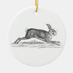 Vintage-Hase-Bunny-Kaninchen-Illustration aus dem Keramik Ornament