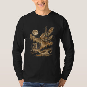 Vintage-Hase, der zum Mond heult, Kaninchen-Nachtk T-Shirt