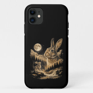 Vintage-Hase, der zum Mond heult, nächtliche Kanin Case-Mate iPhone Hülle