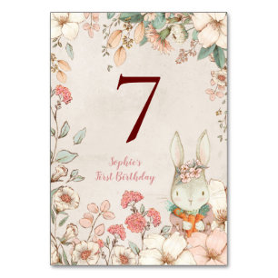 Vintage Hase Floral 1. Geburtstag Mädchen  Tischnummer