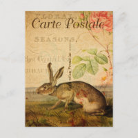 Vintage Hase Kaninchen Floral Blumen Französisch