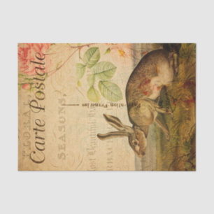 Vintage Hase Kaninchen Floral Blumen Französisch Seidenpapier