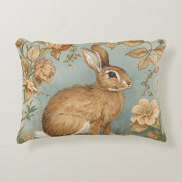 Vintage-Hase, Kaninchen-Hase, Blumenmuster, Retro Dekokissen