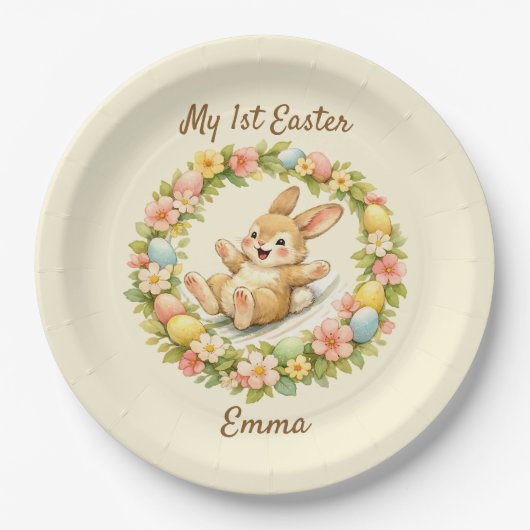 Vintage Hase Mein erstes Ostern Pappteller (Vorderseite)