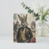 Vintage-Hase mit Krone Postkarte (Stehend Vorderseite)