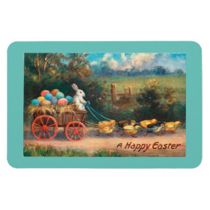 Vintage-Hase mit Wagen-Magnet Magnet
