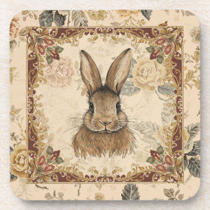 Vintage-Hase, süßer Hase mit Blumenmuster Getränkeuntersetzer