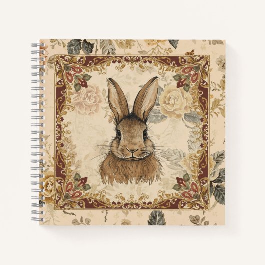 Vintage-Hase, süßer Hase mit Blumenmuster Notizblock (Vorderseite)
