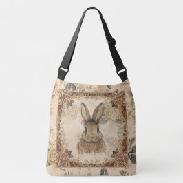 Vintage-Hase, süßer Hase mit Blumenmuster Tragetaschen Mit Langen Trägern