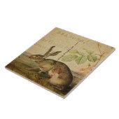 Vintage Hase-Tierillustrations-Blumencollage Fliese (Seite)