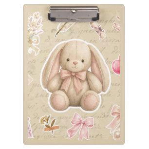 Vintage-Hasen-Aufkleberbogen - Rosa Schleifen, Blu Klemmbrett