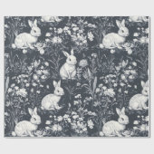 Vintage-Hasen-Frühlings-Toile-Muster Geschenkpapier (Flach)