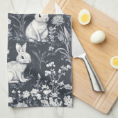 Vintage-Hasen-Frühlings-Toile-Muster Geschirrtuch (Viertel Falte)