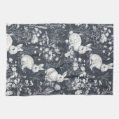 Vintage-Hasen-Frühlings-Toile-Muster Geschirrtuch (Horizontal)