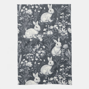 Vintage-Hasen-Frühlings-Toile-Muster Geschirrtuch